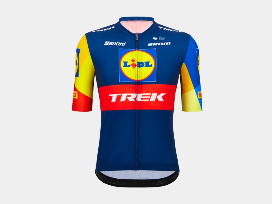 Kleding Trek Teamkleding | Santini Lidl-Trek Replica Dames Raceshirt Dark Blue/Yellow