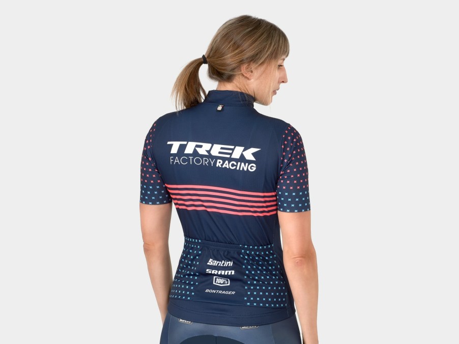 Kleding Trek Teamkleding | Santini Trek Factory Racing Cx Team Replica Damesfietsshirt Dark Blue/Radioactive Coral