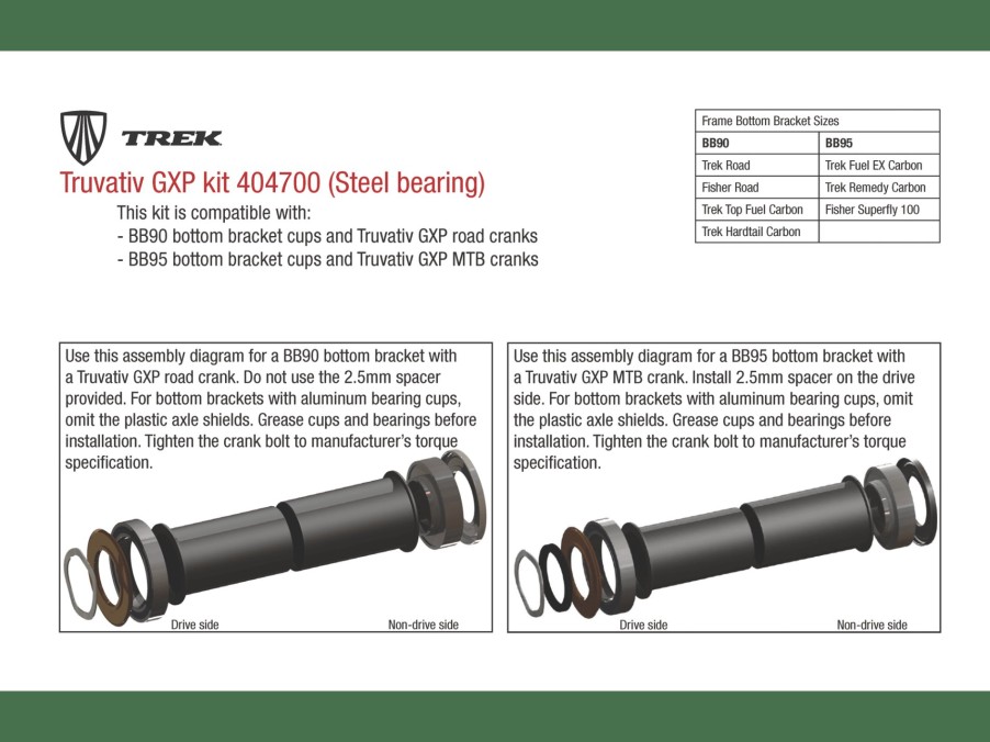 Uitrusting Trek Aandrijving | Trek Integrated Bb90/95 Fsa Bearing Kit Grey