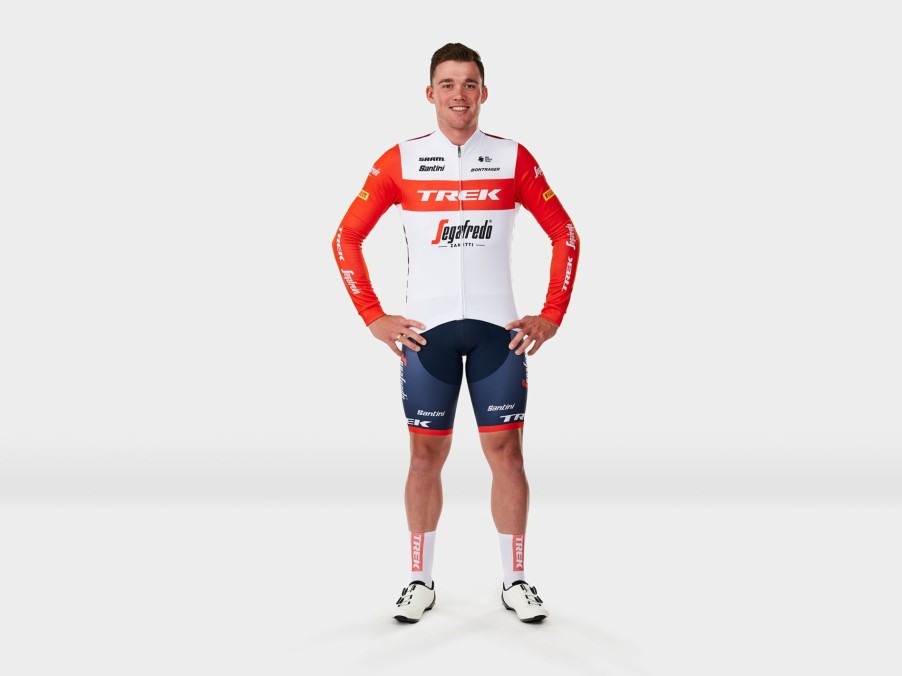 Kleding Trek Teamkleding | Santini Trek-Segafredo Team Replica Thermisch Fietsshirt Lange Mouwen White/Red