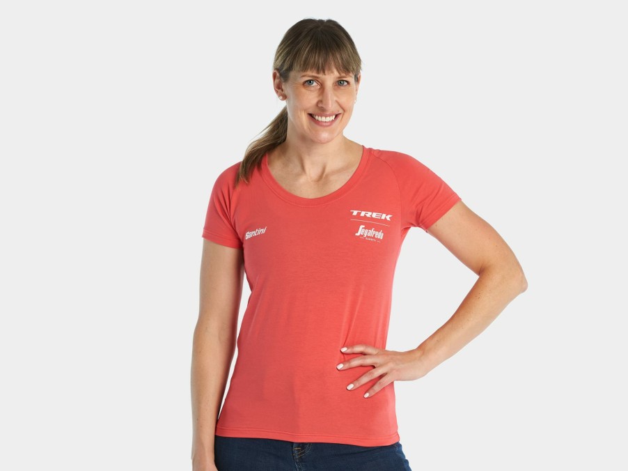 Kleding Trek T-shirts | Santini Trek-Segafredo Team Dames T-Shirt Radioactive Coral