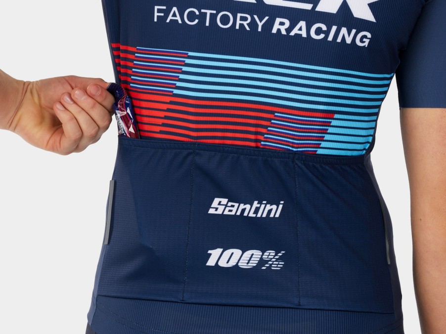 Kleding Trek Teamkleding | Santini Trek Factory Racing Team Replica Damesfietsshirt Dark Blue