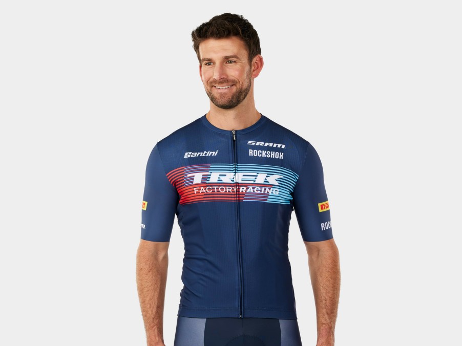 Kleding Trek Teamkleding | Santini Trek Factory Racing Team Replica Herenfietsshirt Dark Blue