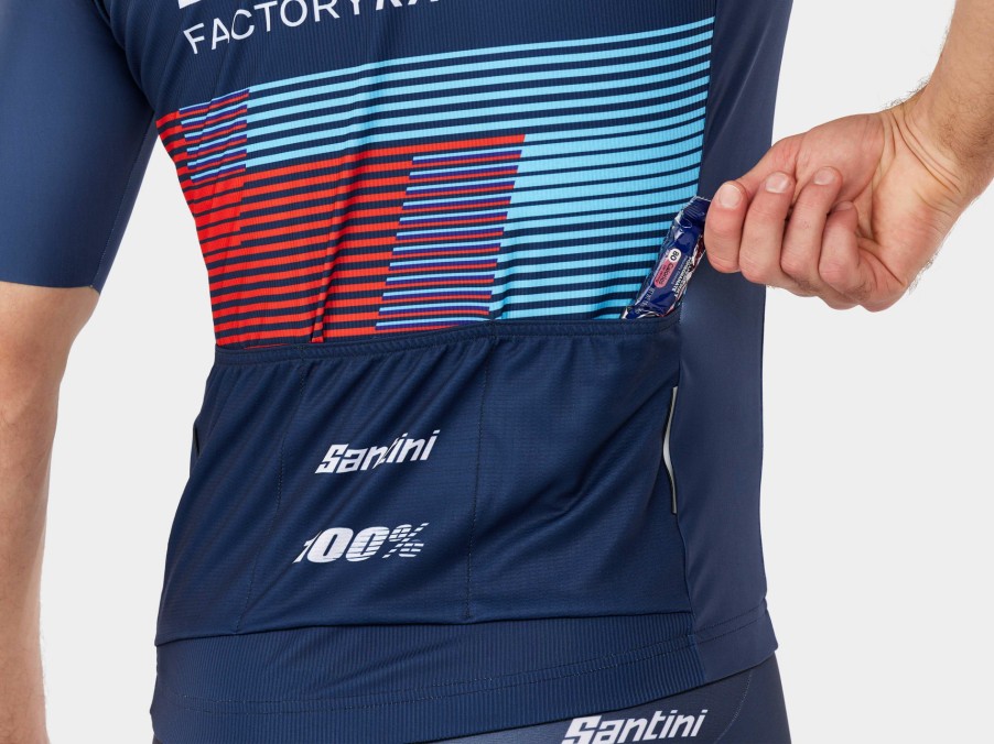 Kleding Trek Teamkleding | Santini Trek Factory Racing Team Replica Herenfietsshirt Dark Blue